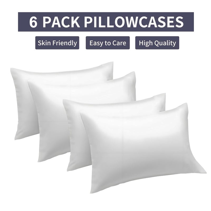 LEISUREWEEK Premium White Pillowcases 6 Pack, Standard Queen Size, Soft Brushed 1800 Thread Count Microfiber, Allergies Free, Wrinkle Resistant, Tailoring Iron, 0.5 Dozen Bulk Pillowcases Set - Image 5